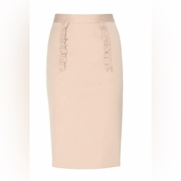 Miu Miu Dresses & Skirts - MIU MIU Miu Miu Beige Ruffle Detail Pencil Skirt
